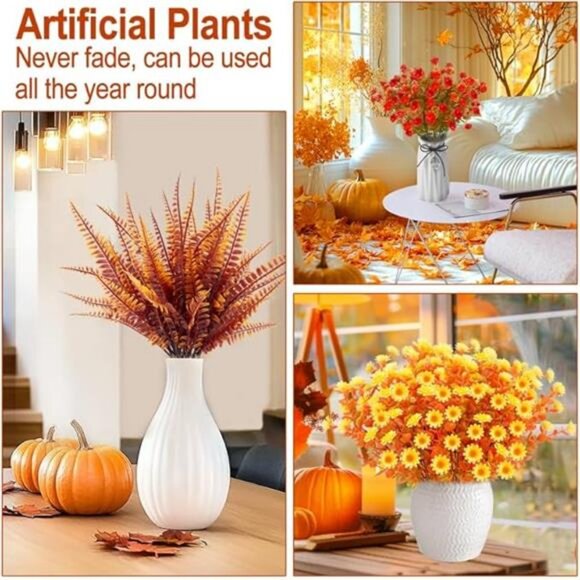 20 Bundles Artificial Fall Flowers for Outdoors Fall Decorations - UV Resistant - Picture 3 of 7